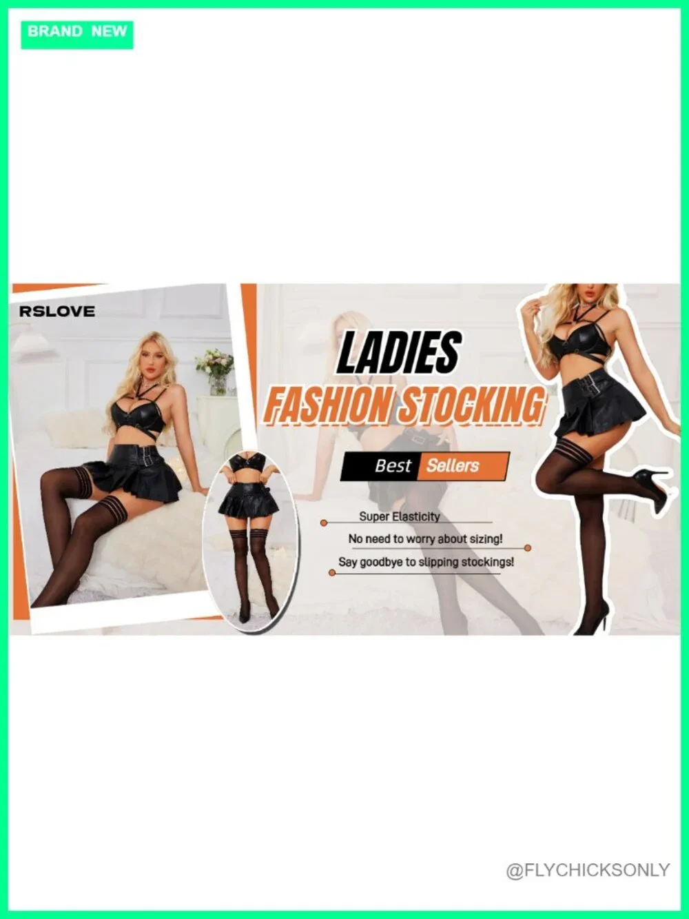 Thigh High Stockings with Anti-Slip Silicone - Stripe Top